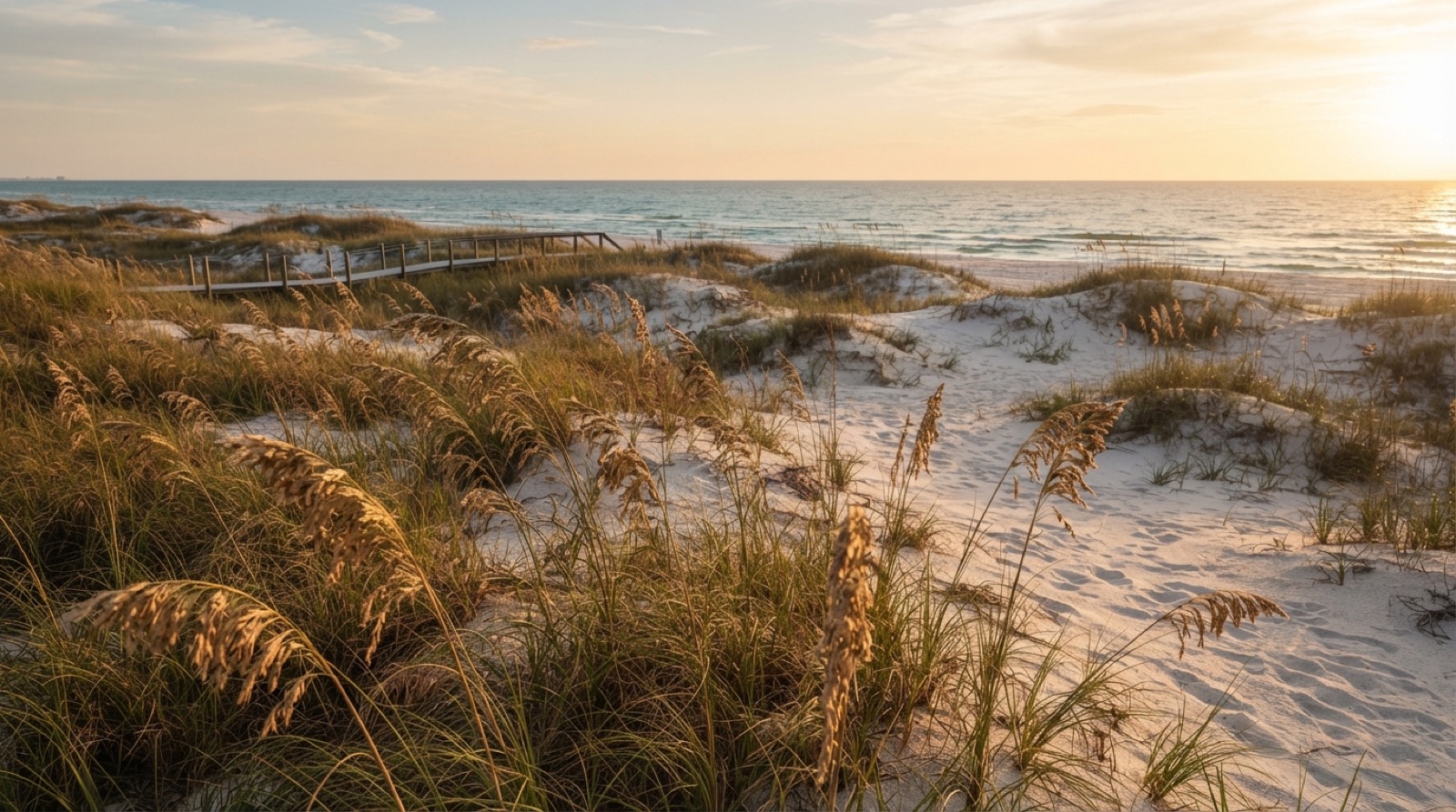 Sea oats and sand dunes along the Florida Gulf Coast near Navarre.